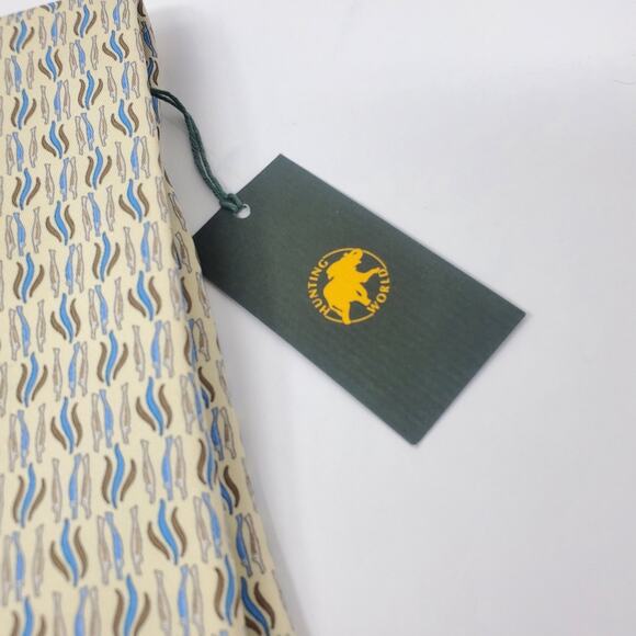 Hunting World 2 Pack Vintage Silk Ties 1 Red and 1 Tan New with tags - Picture 9 of 10